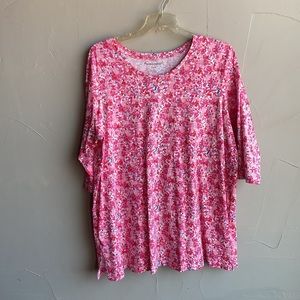 Woman Within Pink Floral Tunic Size 18/20 L
